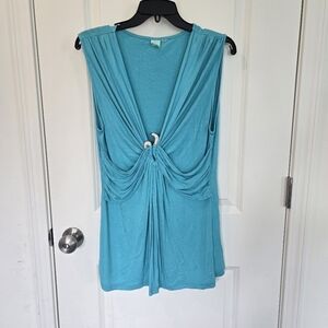 Shushu Elegant Turquoise Sleeveless Top Size Large